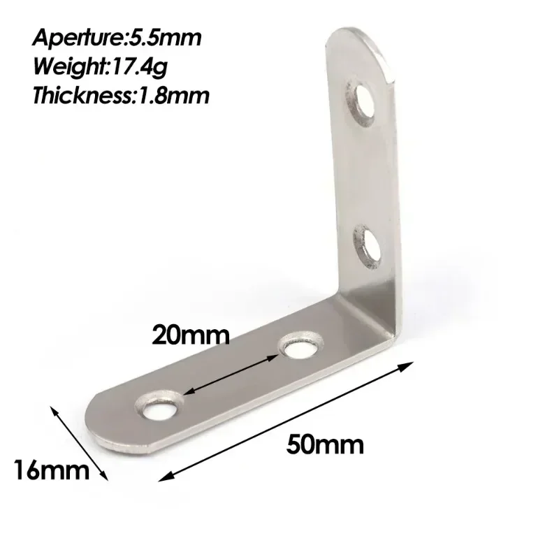 Heavy Duty &Cara Lot de 6 supports à angle droit robustes en acier inoxydable en forme Heavy Duty &Cara Lot de 6 supports à angle droit robustes en acier inoxydable en forme