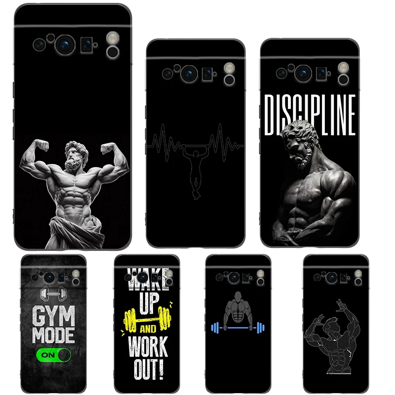 

Luxury TPU Phone Case For Google Pixel 9 8 8A 7 7A 6 Pro XL 6A 5G Gym Fitness Bodybuilding Black Soft Back Cover