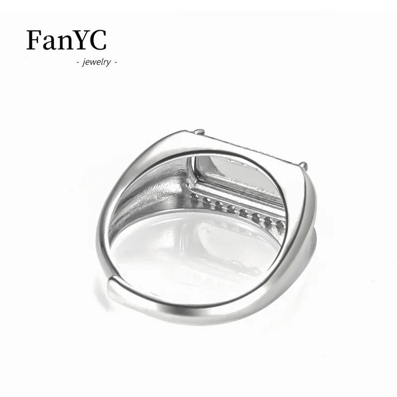 Myanmar A-goods Jadeite Saddle Ring S925 Silver Inlaid Exquisite Luxury Ice Jade Adjustable Ring Men and Women Holiday Gift