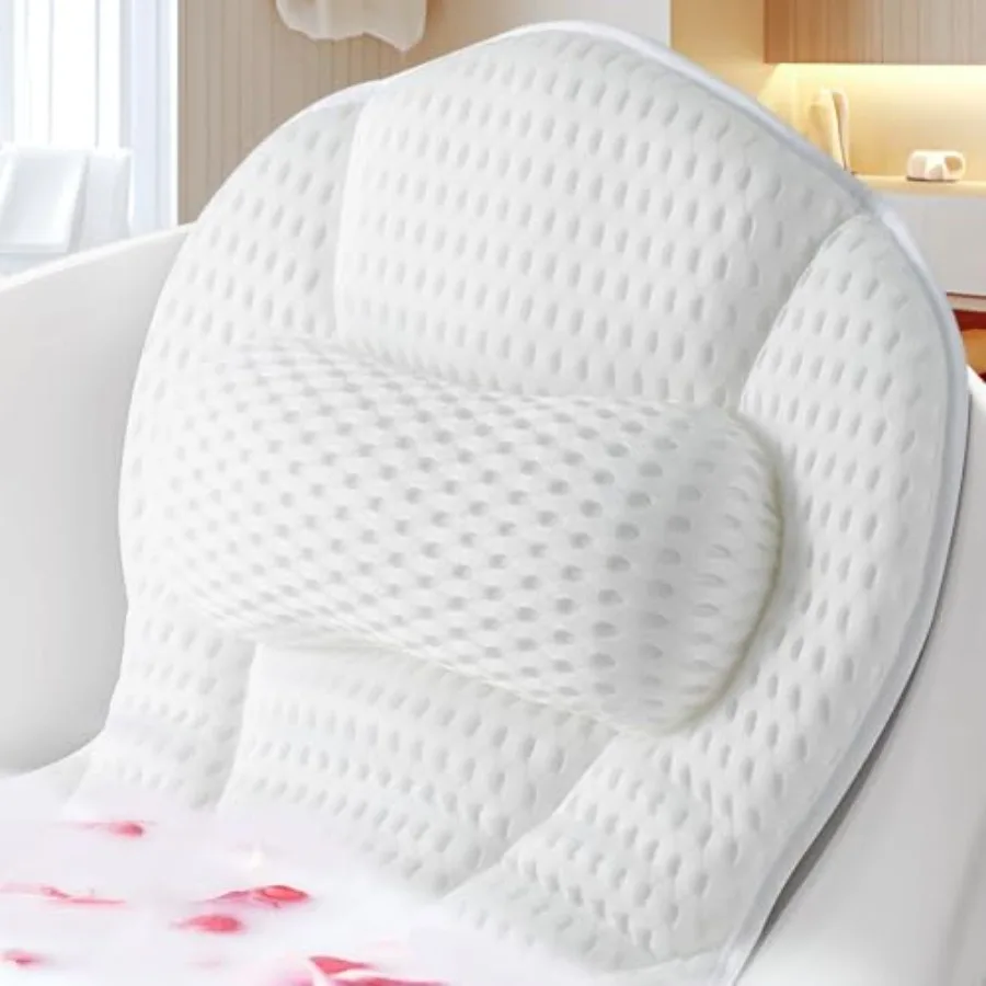 

Bath Pillows for Tub Luxury Bath Pillow for Neck and Back Support - with Comfortable Breathable Cotton 6 Non-Slip Suction Cup B