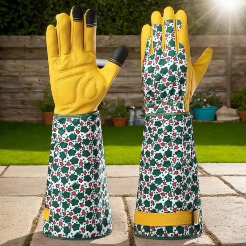 Robust Protection with Anti-Stab Cowhide Gloves; Ideal for Gardening, Pruning Roses, Picking Peppers, and Peeling Chestnuts
