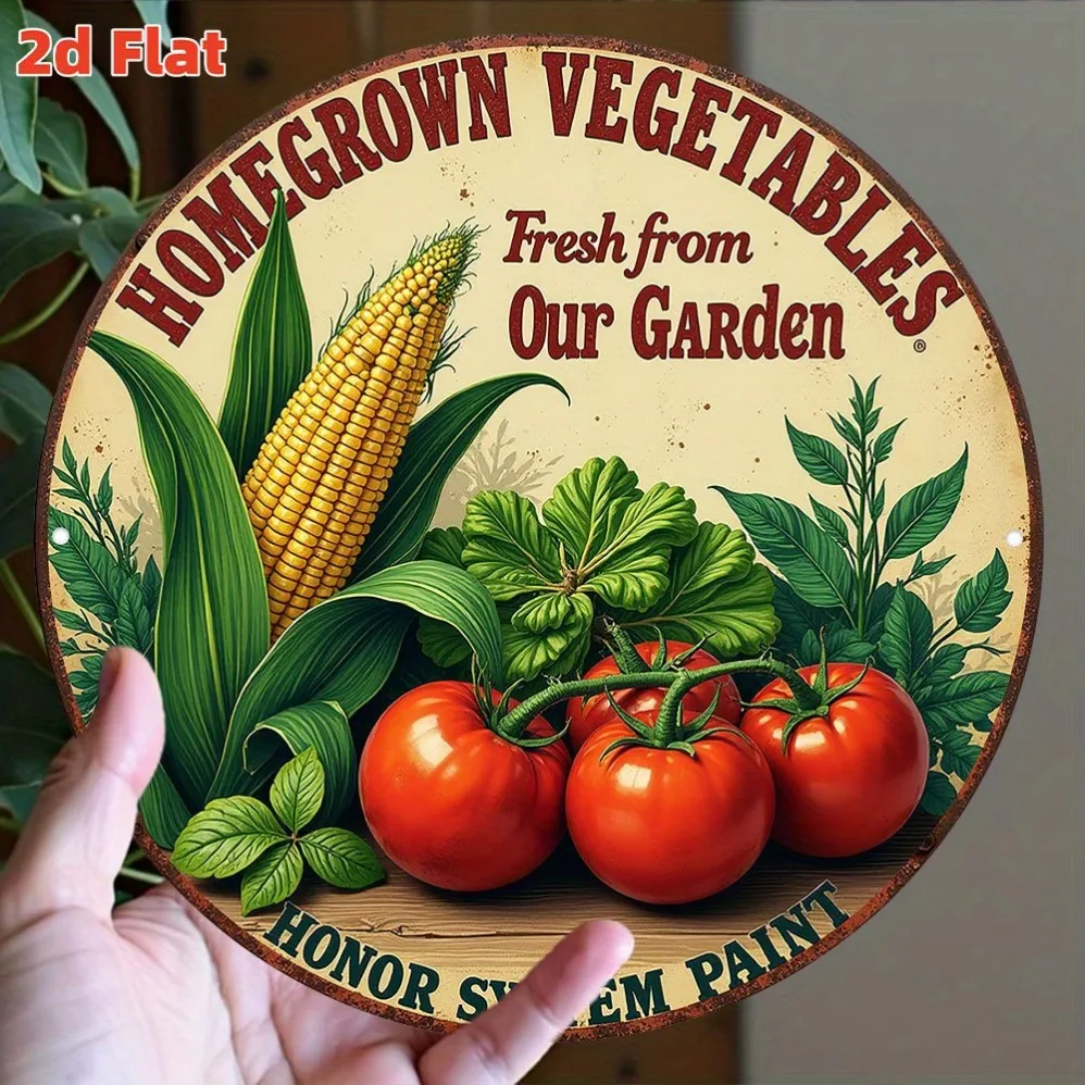 

2D Flat,"Homegrown VegetablesWall Art - Rustic Farmhouse Decor with Corn, Garden, Patio Gardening Decor,Perfect for Room Decor