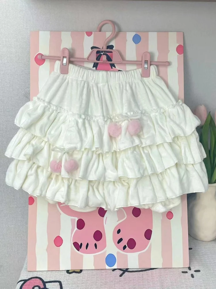 

Japanese Sweet Kawaii Slim Cake Skirt Women New Design Fashion Fluffy Cute Solid Mini Skirt Harajuku Pretty Lovely Girl Clothing