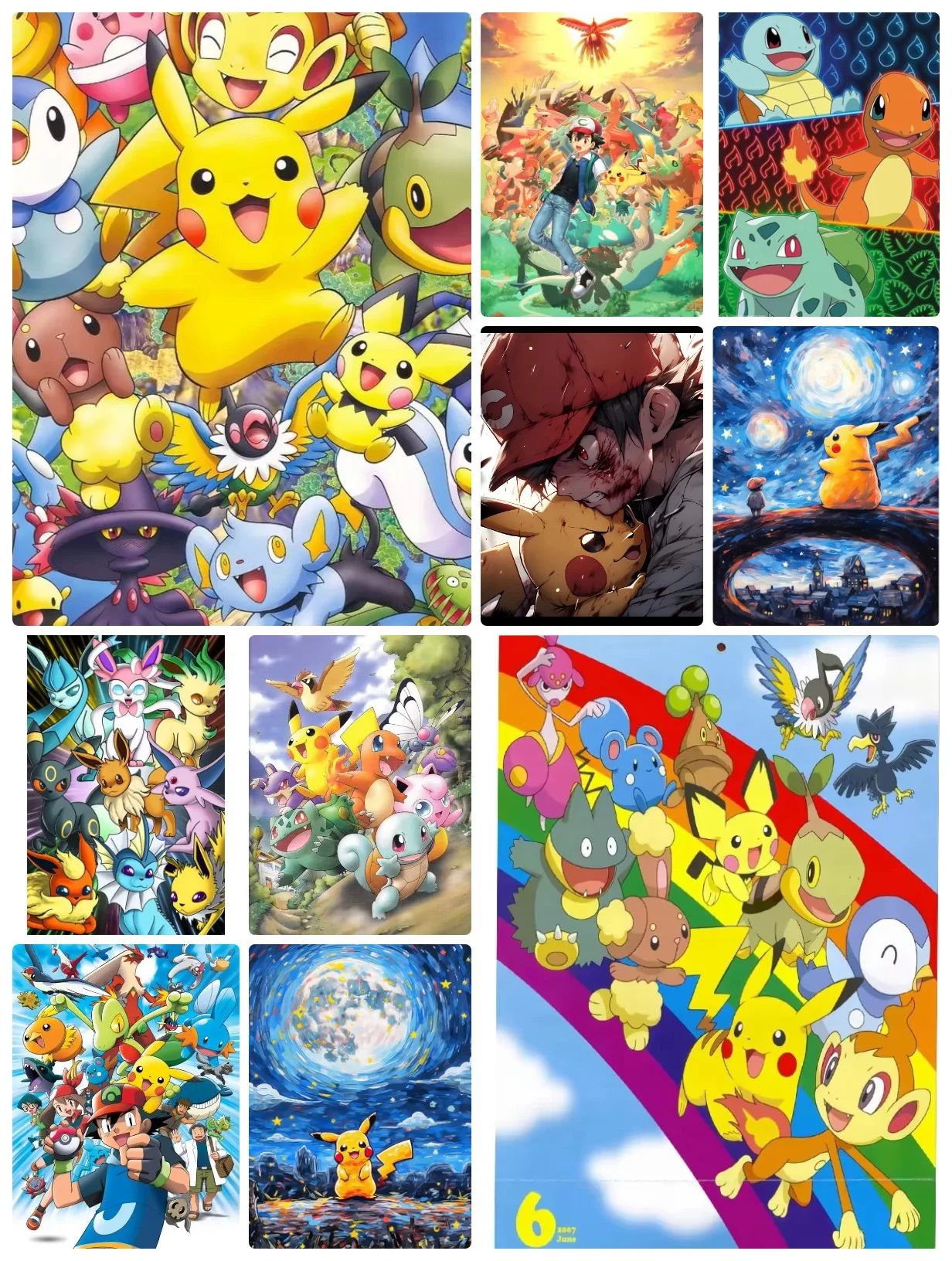 Diamantmalerei Pokémon Pikachu Bulbasaur Rundes/Quadratisches Diamantmosaik Kunst Kreatives Handgemachtes Heimdekor Geschenk Ohne Rahmen