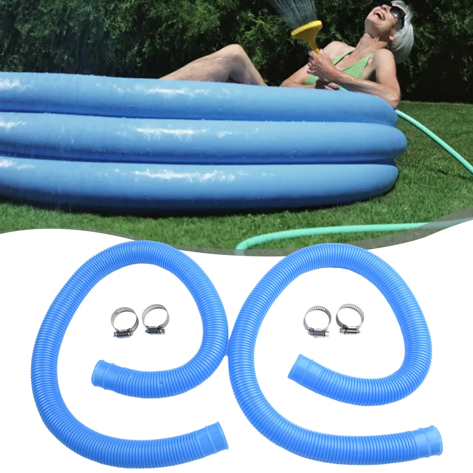 2pcs Inflatable Spa Pool Hose INTEX-Hose 1-1/4 Inch Accessory Hose For 300/330/530/1000 Gallon Pool Pumps Replacement Parts