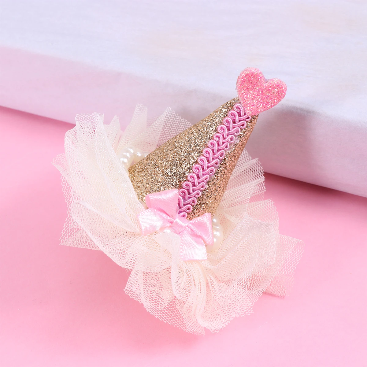 

Dog Hair Clips Pet Headdress Pink Birthday Hat Accessories Hair Pins Soft Comfortable Photo Props Christmas Party Wear Dog