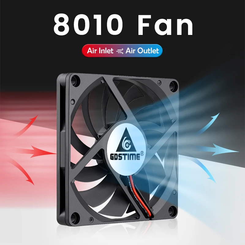 1Piece Gdstime DC 5V 12V 24V 80mm 8cm PC Case Radiator 80x10mm 8010 Mini DC Axial Flow Cooling Cooler Fan for CPU Computer