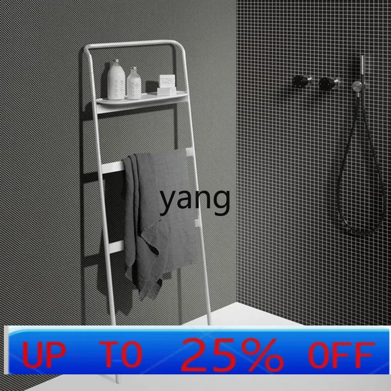

CX non-punching vertical white stainless steel towel rack bathroom simple black floor trapezoid