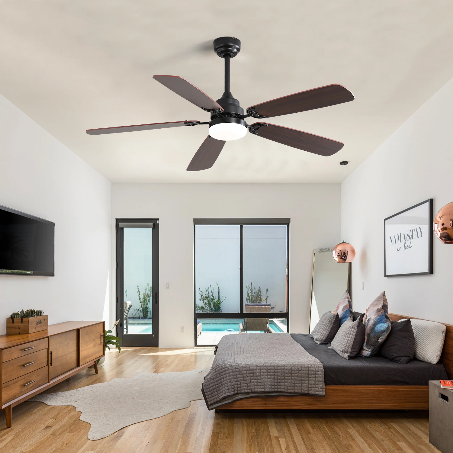 Sofucor 52-inch 5 Double Sides Blade Ceiling Fans With Light Remote Control  With 3-Modes LED