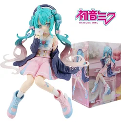 New Hatsune Miku Anime figure Pink sakura sitting position PVC figure model toy decoration collect gifts children birthday gifts