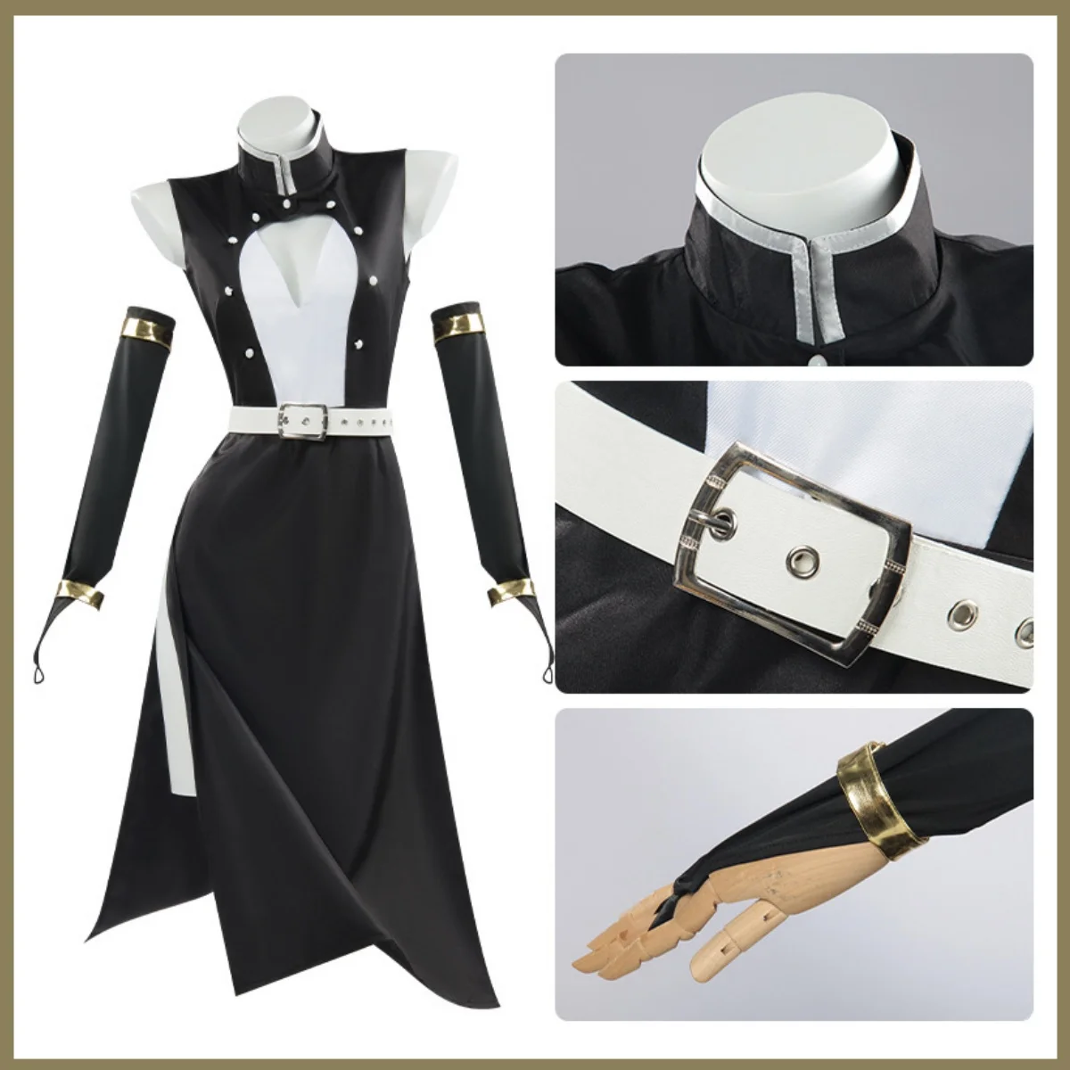 أنيمي Uzui Tengen تأثيري حلي شعر مستعار فريق موحد شق أسود بلا أكمام فستان الكبار امرأة مثير كرنفال بدلة تنكرية