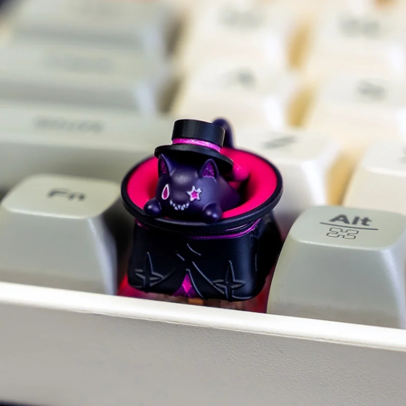 1 Pcs Genshin Mechanical Keyboard Keycaps Lyney Funny Cat Keycap Ome Height 3d Printed Personalized Resin Keycap Game Peripheral