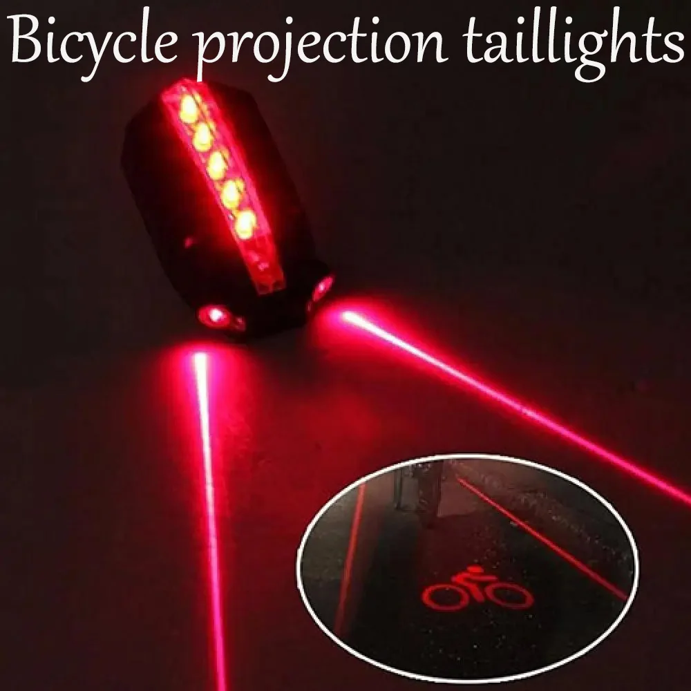 LED Bike Laser Taillights Logo Beam Safety Warning Red Lamp Waterproof Bicycle Cycling Lights Taillights Riding Warning Light ﻿