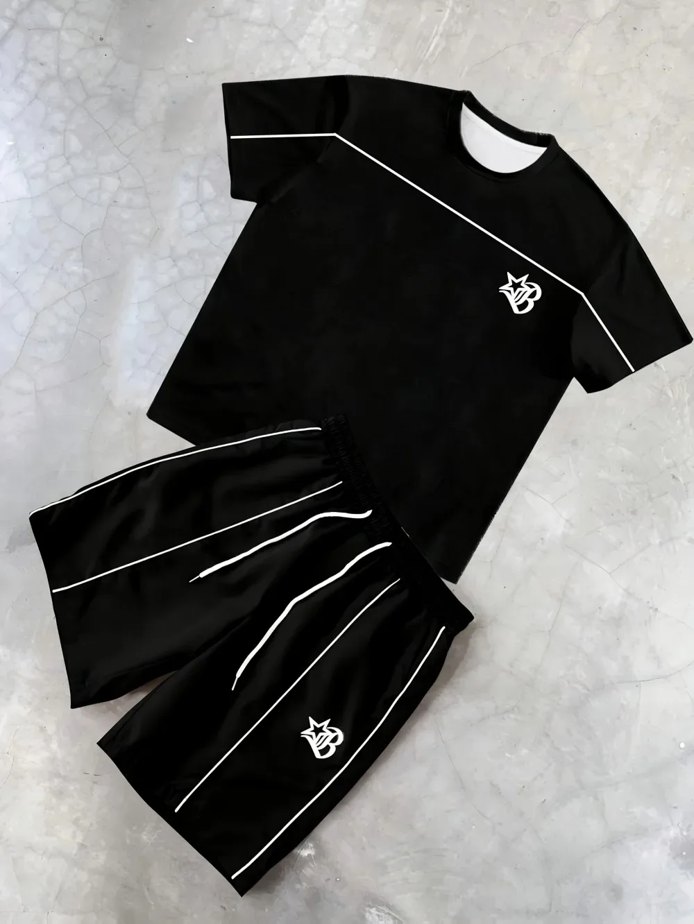 

Summe 3D Letter Printed Men's Short Sleeve Shorts Sets Breathable Lightweight Casual and Fashionable Outdoor Men's Clothing