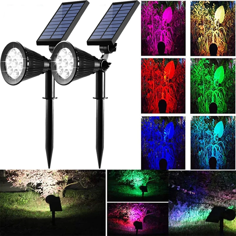 

1/2Pcs Solar Powered 7LED Lamp Adjustable Solar Spotlight In-Ground IP65 Waterproof Landscape Wall Light Outdoor Lighting