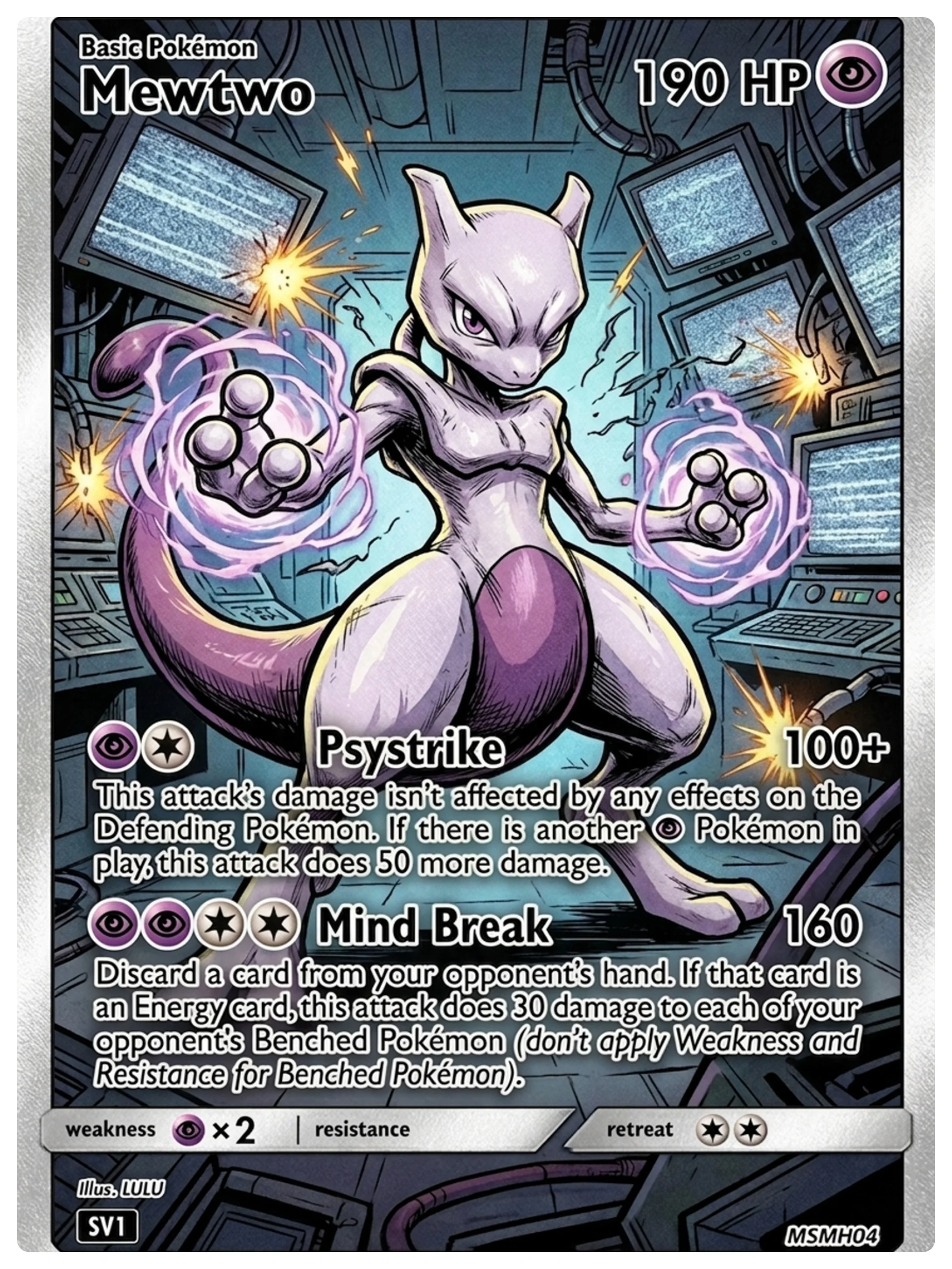 PTCG Cards Sci-Fi Lab Set Holo Rare Cards Genesect Mewtwo Deoxys Lugia Lucario PTCG Cards Gift Collection PKM DIY Gift