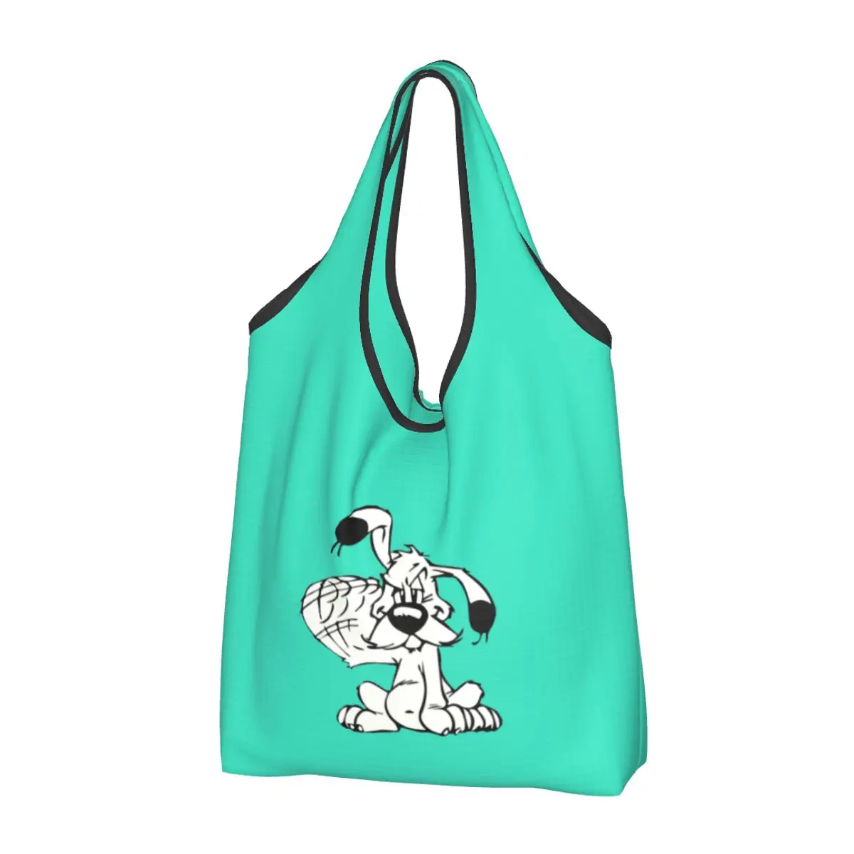 Fashion Manga Asterix And Obelix Dogmatix Shopping Tote Bags Portable Cute Dog Grocery Shopper Shoulder Bag