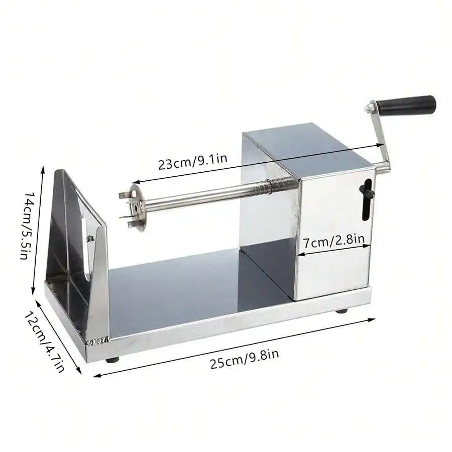 Manual Potato Spiral Cutter With 4 Replaceable Blades, Street Food Snack Stand Potato Maker, Compact Portable Countertop Slicer