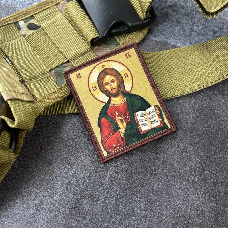 Remendo tático impresso de jesus cristo em roupas emblemas moral gancho loop remendos militares mochila adesivos
