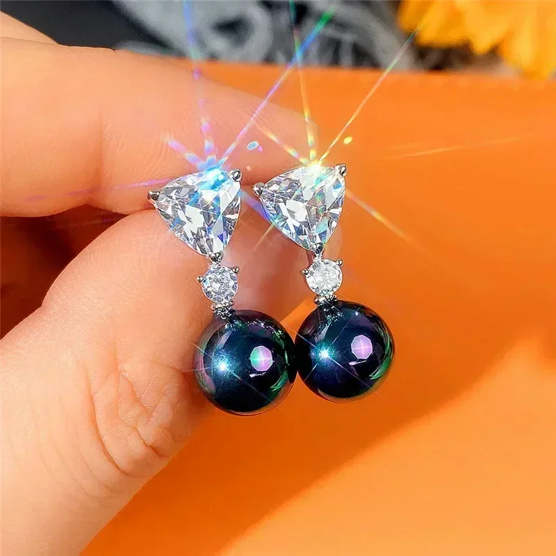 New Coated Simulated Pearl Earrings for Women Modern Fashion Design Luxury Female  Wedding Engagement Party Jewelry