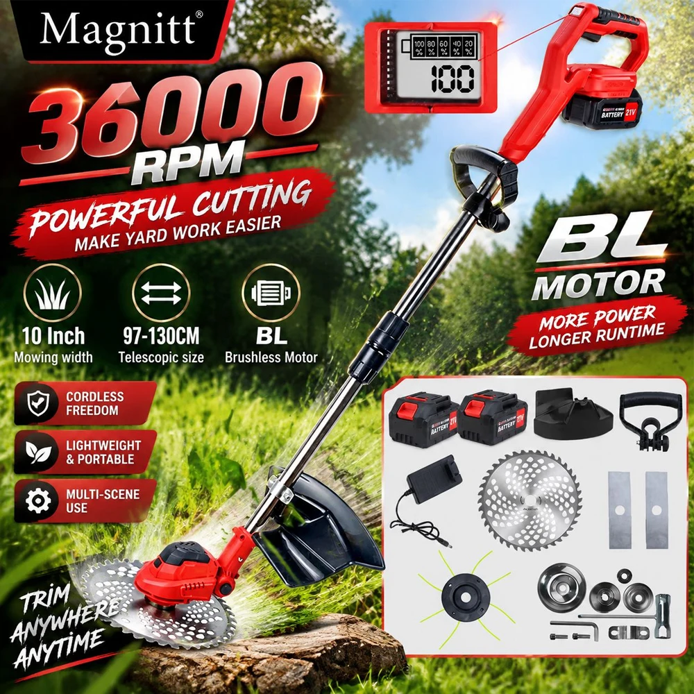 10-Zoll-Bürstenloser Elektrischer Rasenmäher 36000RPM Kabelloser Elektrischer Rasentrimmer Garten-Elektrowerkzeug für Makita 18V Akku