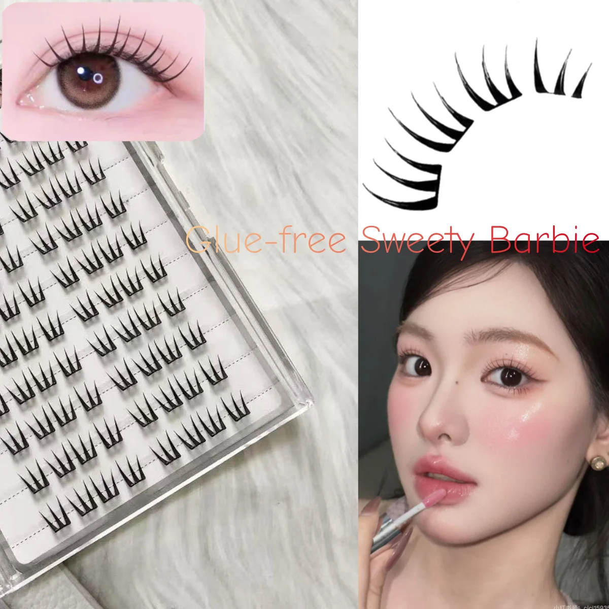 WINKLURE 80 Cluster No-Gule Fairy False Eyelashes 10-13mm Thin Individual Lashes Naturally Heat Bonded Extension for Natural Sof