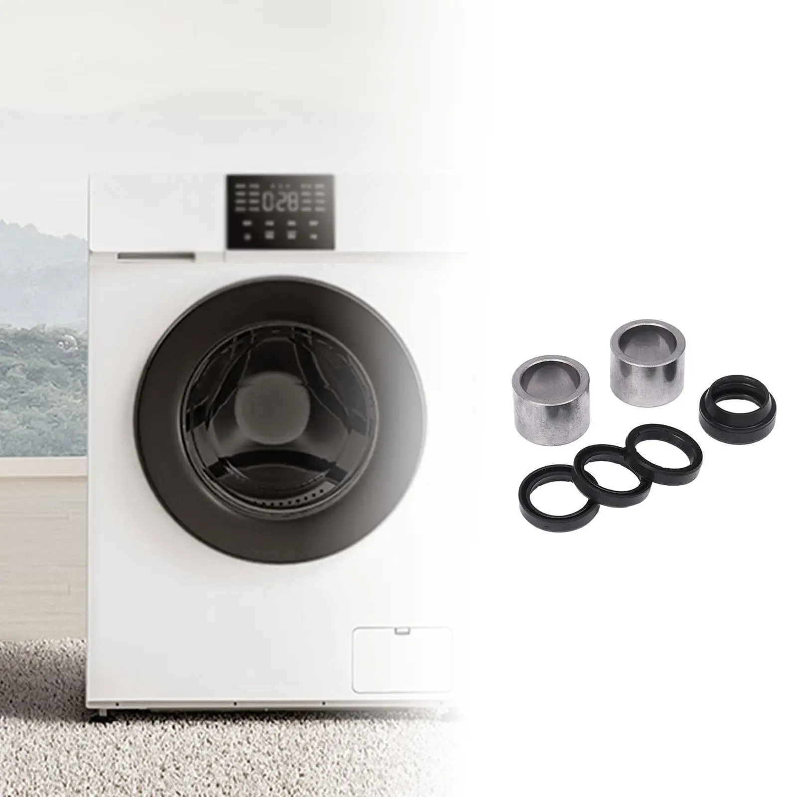 Washer Bearing Kit 285203 Metal Rubber Silvery Black Replacement for Various Washer Models Home Appliance Maintenance