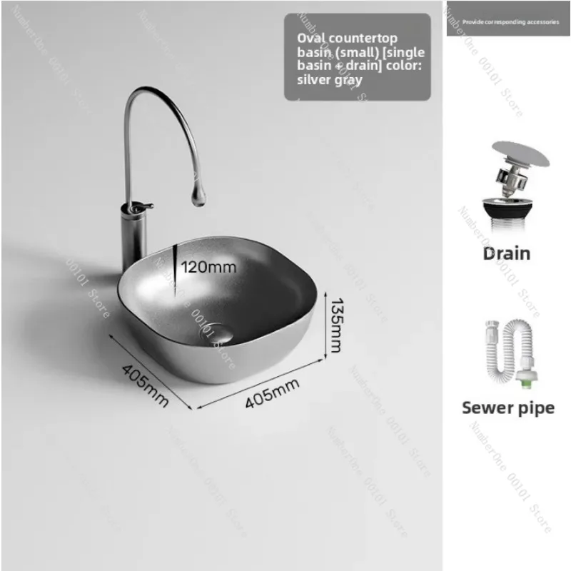 Colorful Oval Ceramic Countertop Washbasin Small for Home Hotel Bathroom Lavatory Sink