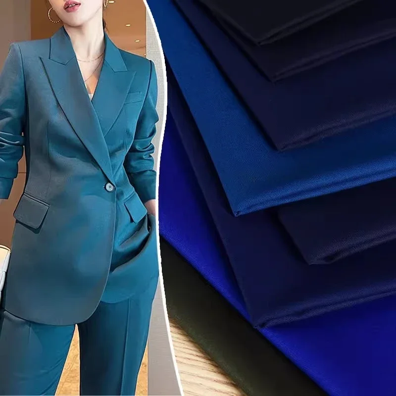 

Double-sided Twill Suit Fabric By The Meter for Clothing Uniform Pants Skirt Vests Coat Dress DIY Sewing Plain Cloth Soft Blue
