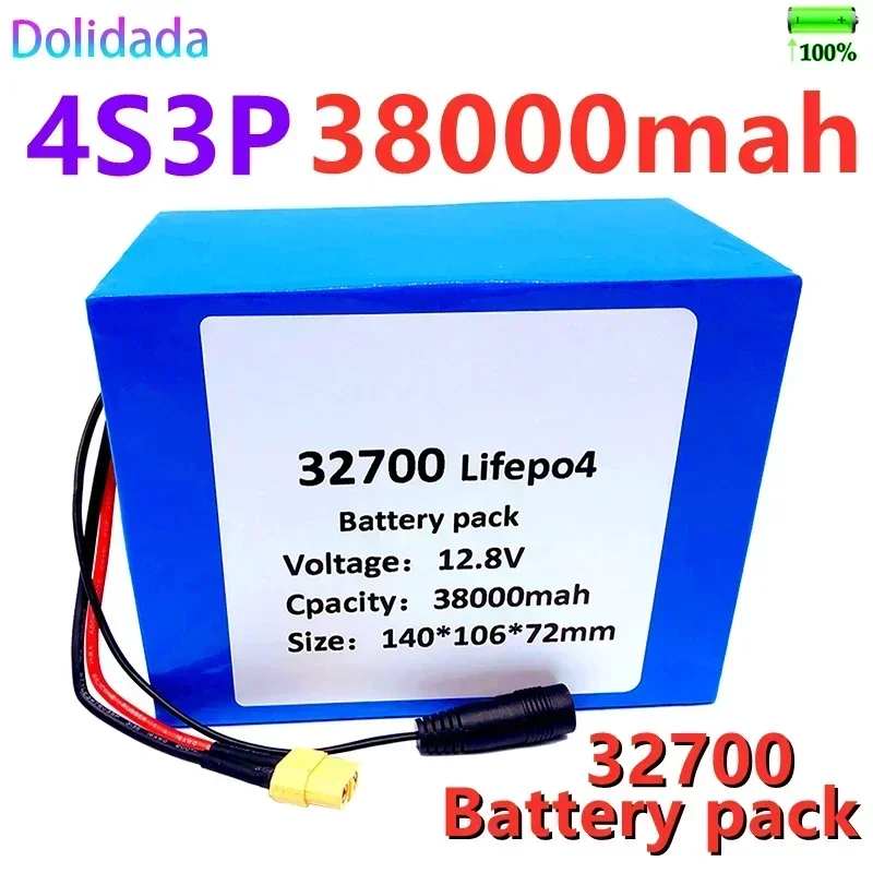 

32700 Lifepo4 Battery Pack 4S3P 12.8V 38Ah 4S 40A 100A Balanced BMS for Boat and Uninterrupted Power Supply 12V