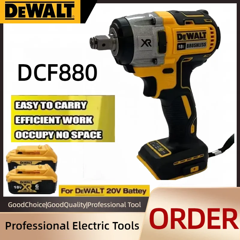 Llave inalámbrica recargable sin escobillas Dewalt DCF880 para todos los escenarios, 3250 RPM, 205 N.m, luz LED, herramienta doméstica para batería de 20 V