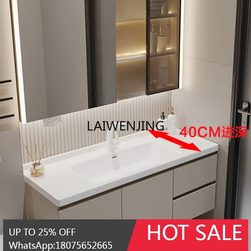 CF ultra-thin bathroom cabinet small apartment narrow side ceramic integrated basin sink