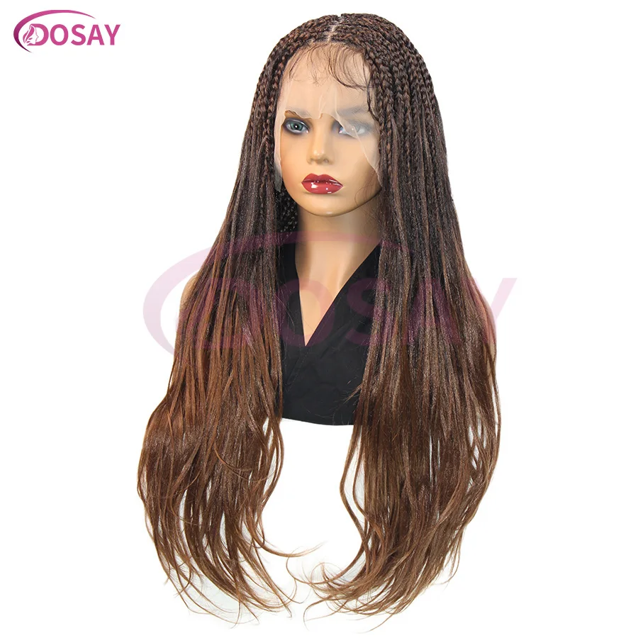 Synthetic Colored Full Lace Braided Wigs Knotless Box Cornrows Braids With French Curly Hair Braiding Wigs Full Lace Front Wigs