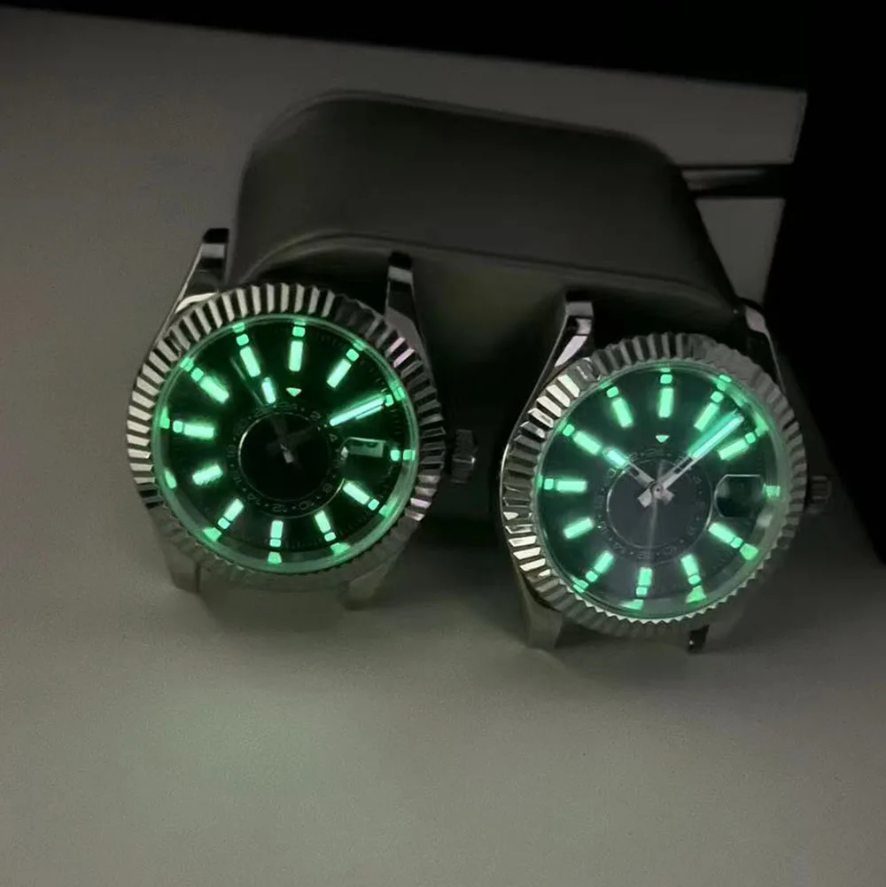 40MM glow-in-the-dark men\'s automatic mechanical watch Seagull ST1612 Stainless steel r clock Blue, black men\'s watch