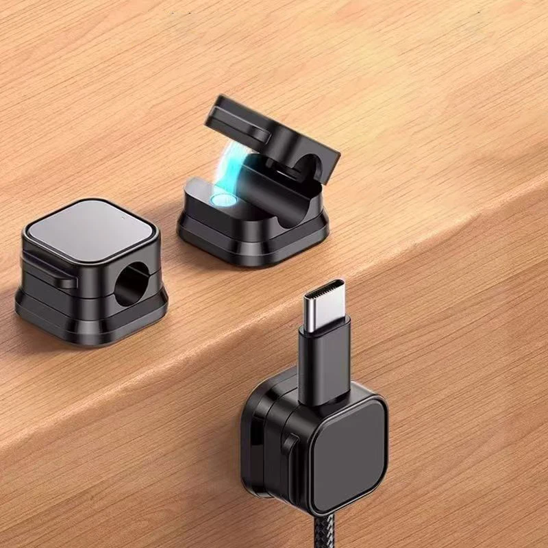 2pcs Magnetic Strong ​Cable Clips Adjustable Cord Holder, Adhesive Under Desk Mgmt Organizer, Home Office Car Wall Desktop