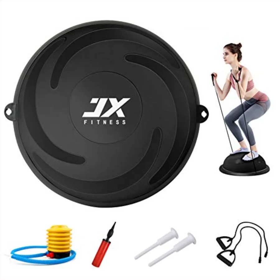 

58cm Balance Half Ball Trainer Stability Exercise Yoga Half Ball with Resistance Bands and Pump - Improve Core and Ab Strength