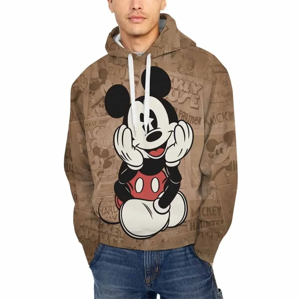 

Толстовка с капюшоном и принтом Микки Мауса Диснея, повседневная свободная мужская и женская верхняя одежда, модный стиль для пар, h