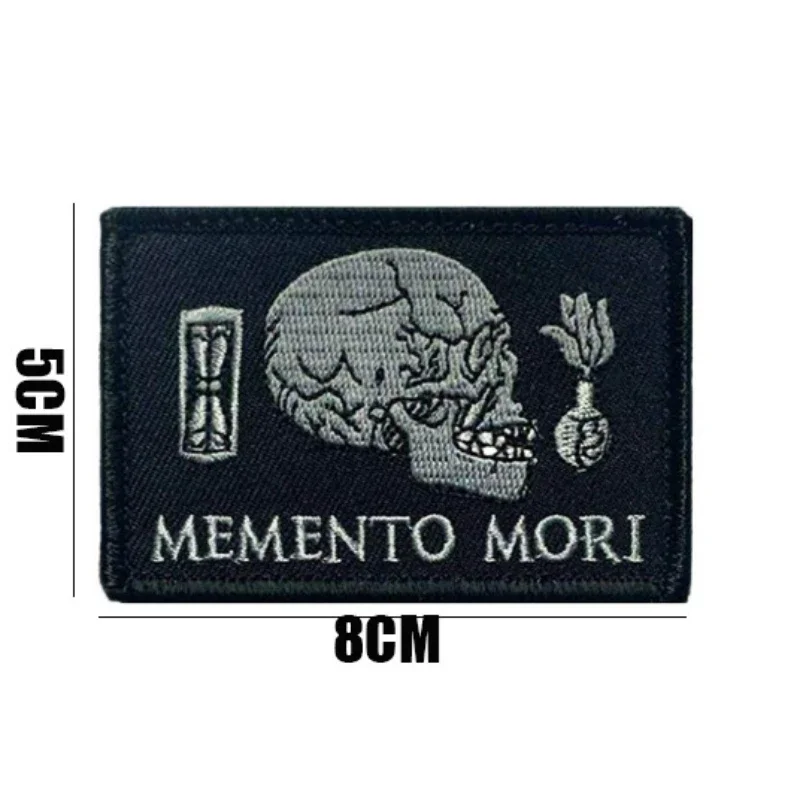 Reaper Skull Patch Embroidery Cloth Sticker Memento Mori Tactical Patch Military Morale Badge on Backpack Hook Loop Armband