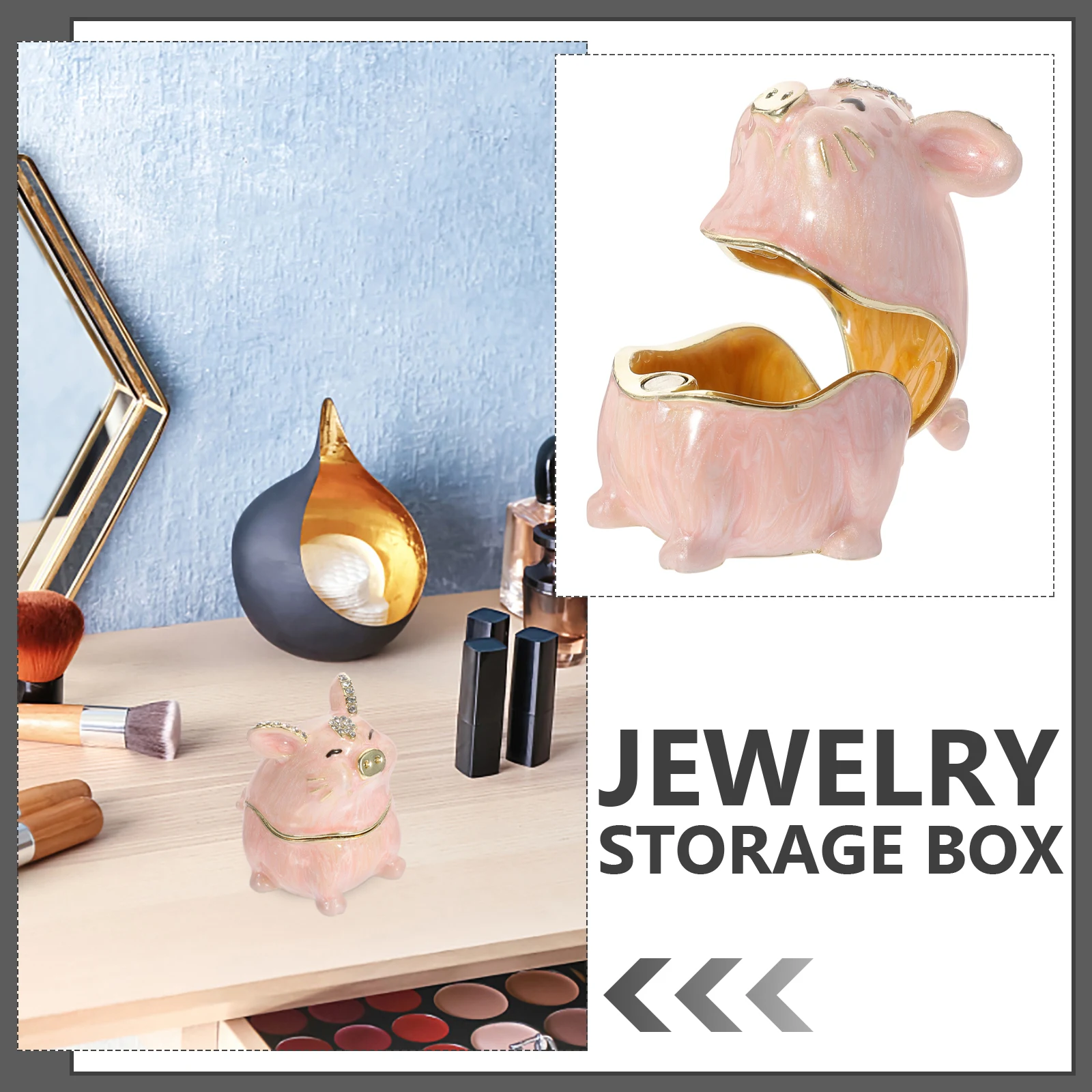

Piggy Storage Box Ornament Jewelry Boxes Animal Decor Earrings Home Furnishing Zinc Alloy Jewelrybox
