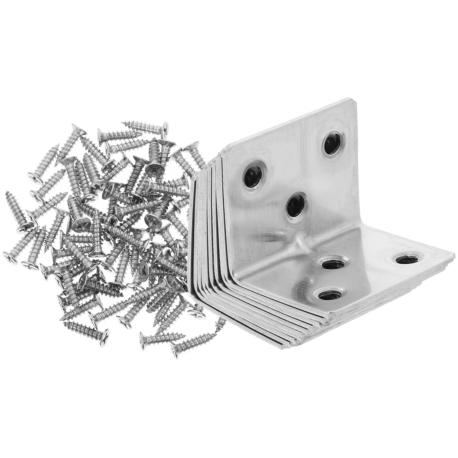 

10pcs Stainless Steel L Shape Corner Braces 6 Holes 90 Degree Heavy Duty Angle Brackets For Kitchen Cabinet Bookshelf Bed Frame