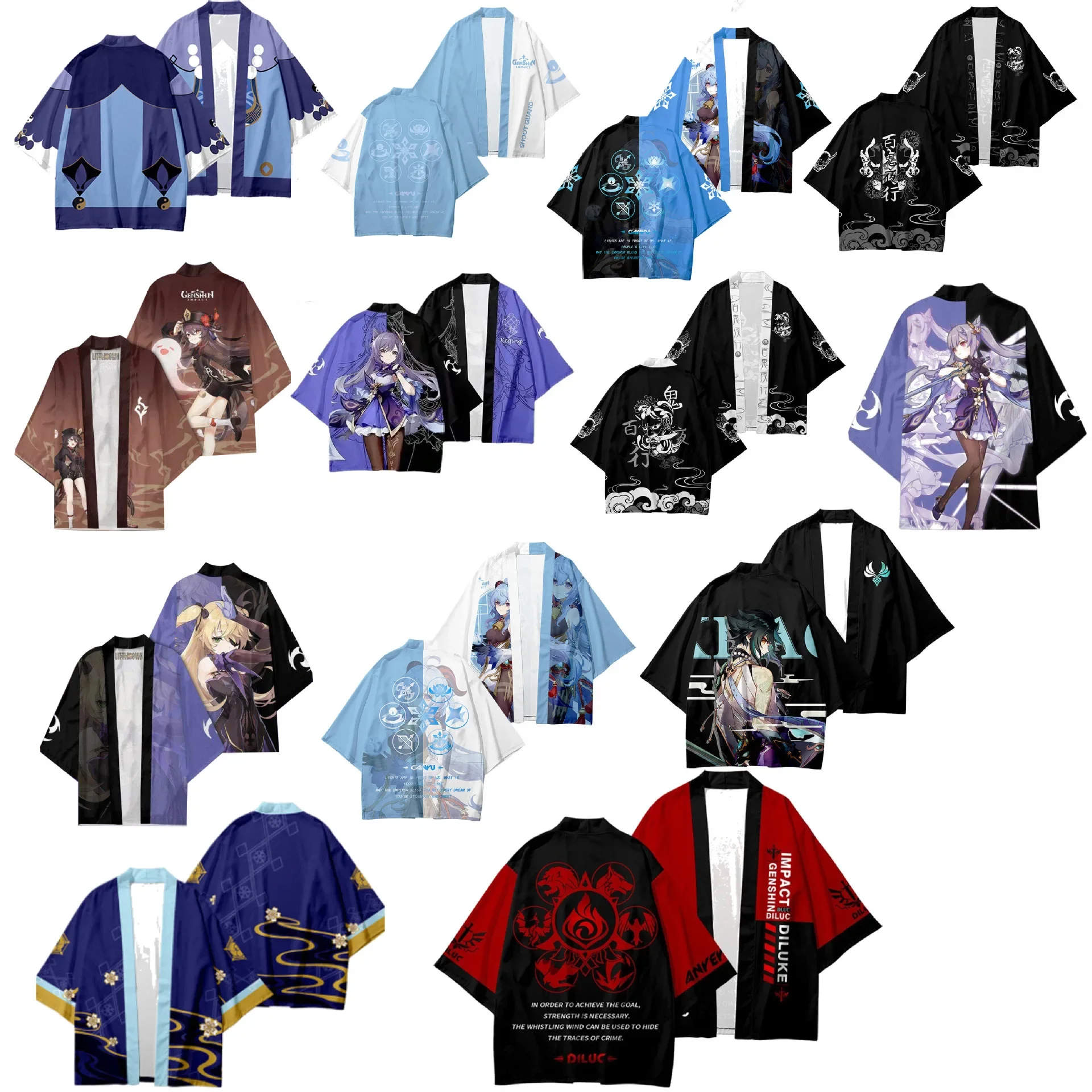 Genshin Impact Kaedehara Kazuha Cosplay Kimono Japoński Harajuku Kardigan Gra Anime Haori Kurtka Imprezowa Tematyczna Peleryna Codzienna Bluzka