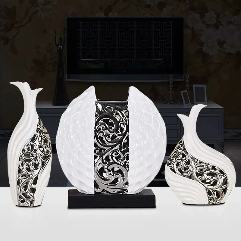 

3pcs/set European Wedding Decor Crafts Ceramic Vase Creative Room Decoration Handicraft Porcelain Decorations