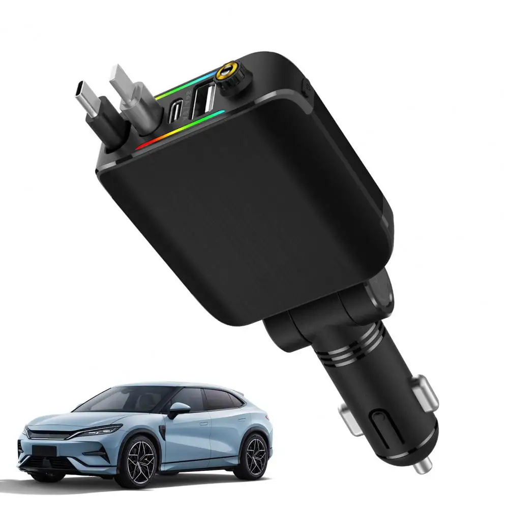 

Retractable Car Charger 120W 4-Port USB C Car Charger Adapter for IPhone Multi-device Car Charging Charger for Android