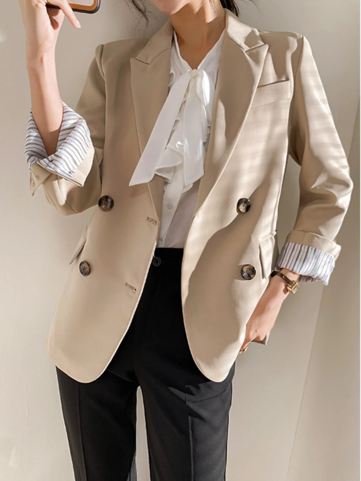 

Chic mat Women's Suit Jaet Faionable Ele Design Spring Early New Arrival Sli Long Sve Polyester Blend