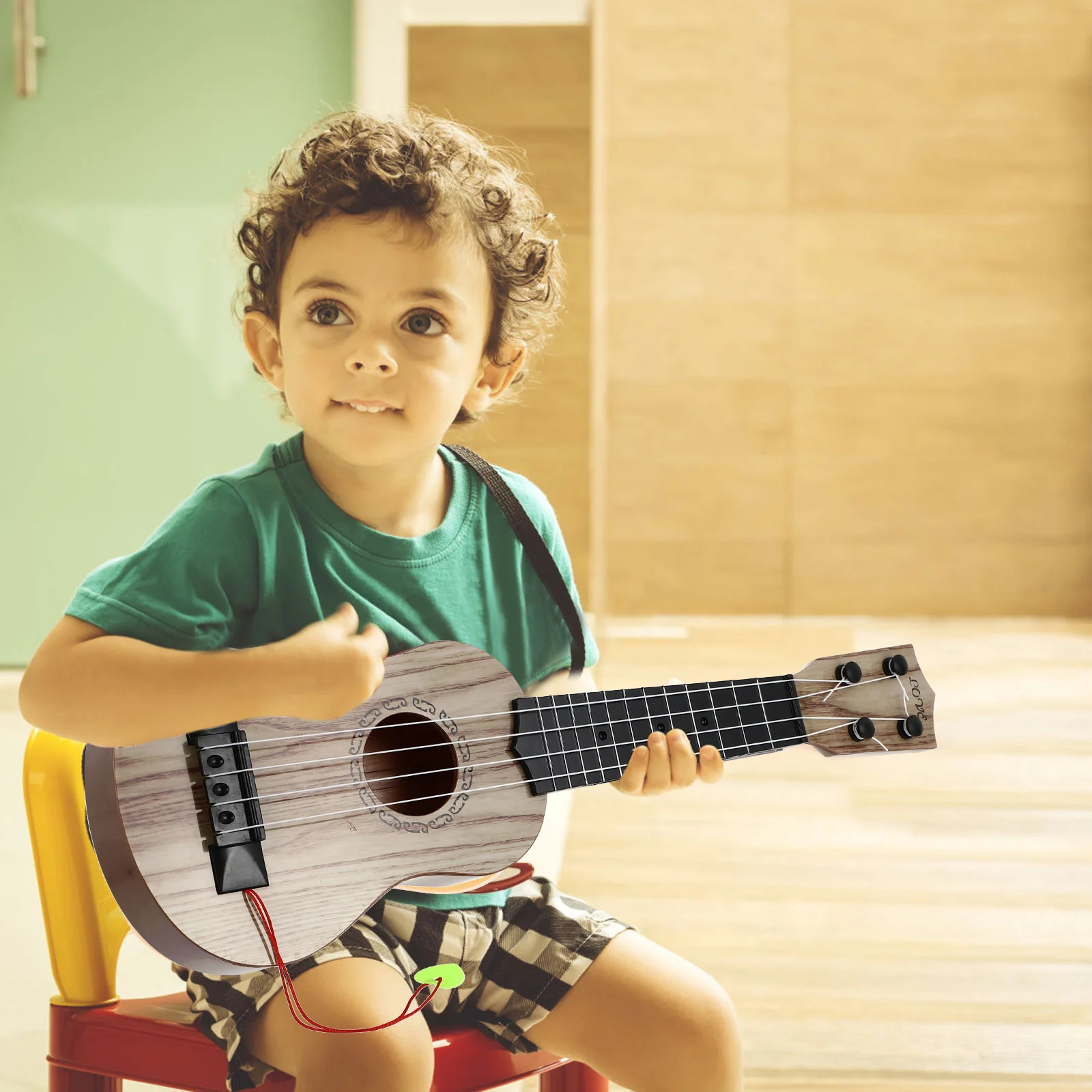 Guitarra de juguete para niños, juguetes musicales, ukelele para niños pequeños, principiantes para niños de madera