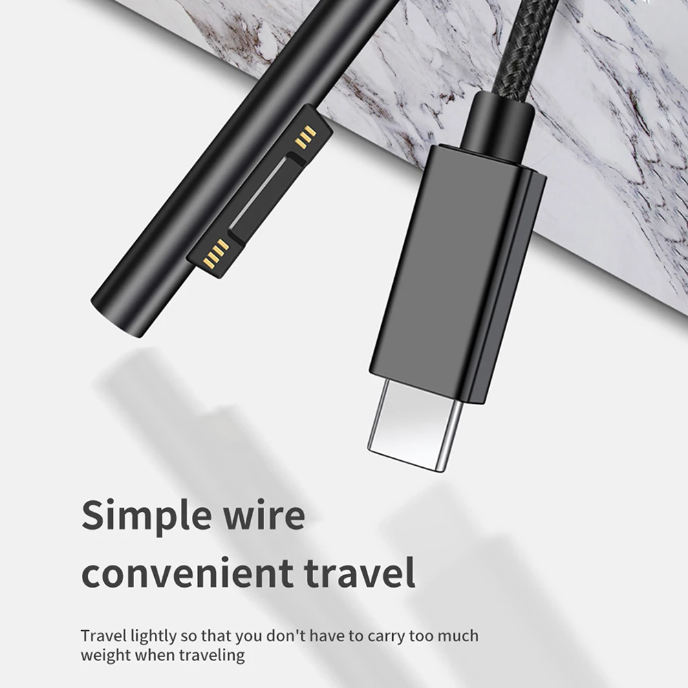 Cable adaptador de cargador rápido PD para Microsoft Surface, fuente de alimentación tipo C