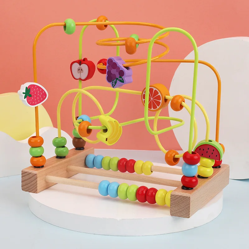 Roller Coaster Bead Maze Wooden Montessori Maze Circles Around Beads Abacus Math Puzzle Children Educational Early Learning Toys