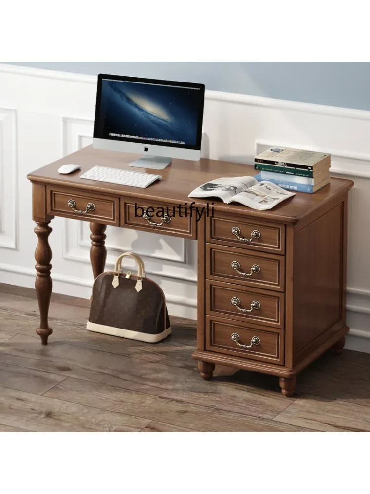 American Desk Student Household Pure Solid Wood Study Table Bedroom Study Office Writing Desk Desk Desktop Computer Desk