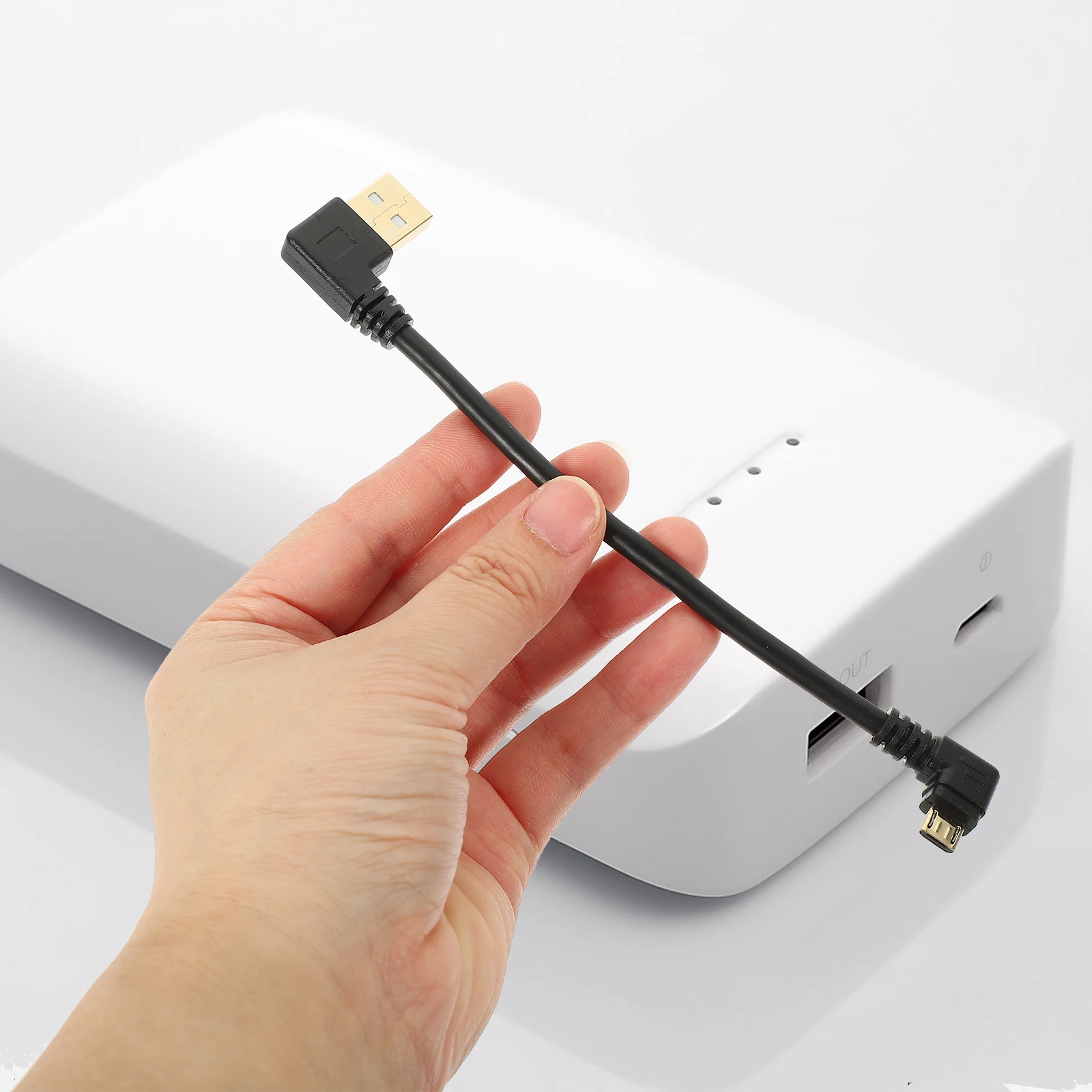 Cable Micro de ángulo recto de 3 uds, Cable de carga rápida corto Usb a Micro Usb de 90 grados para sobrecalentamiento