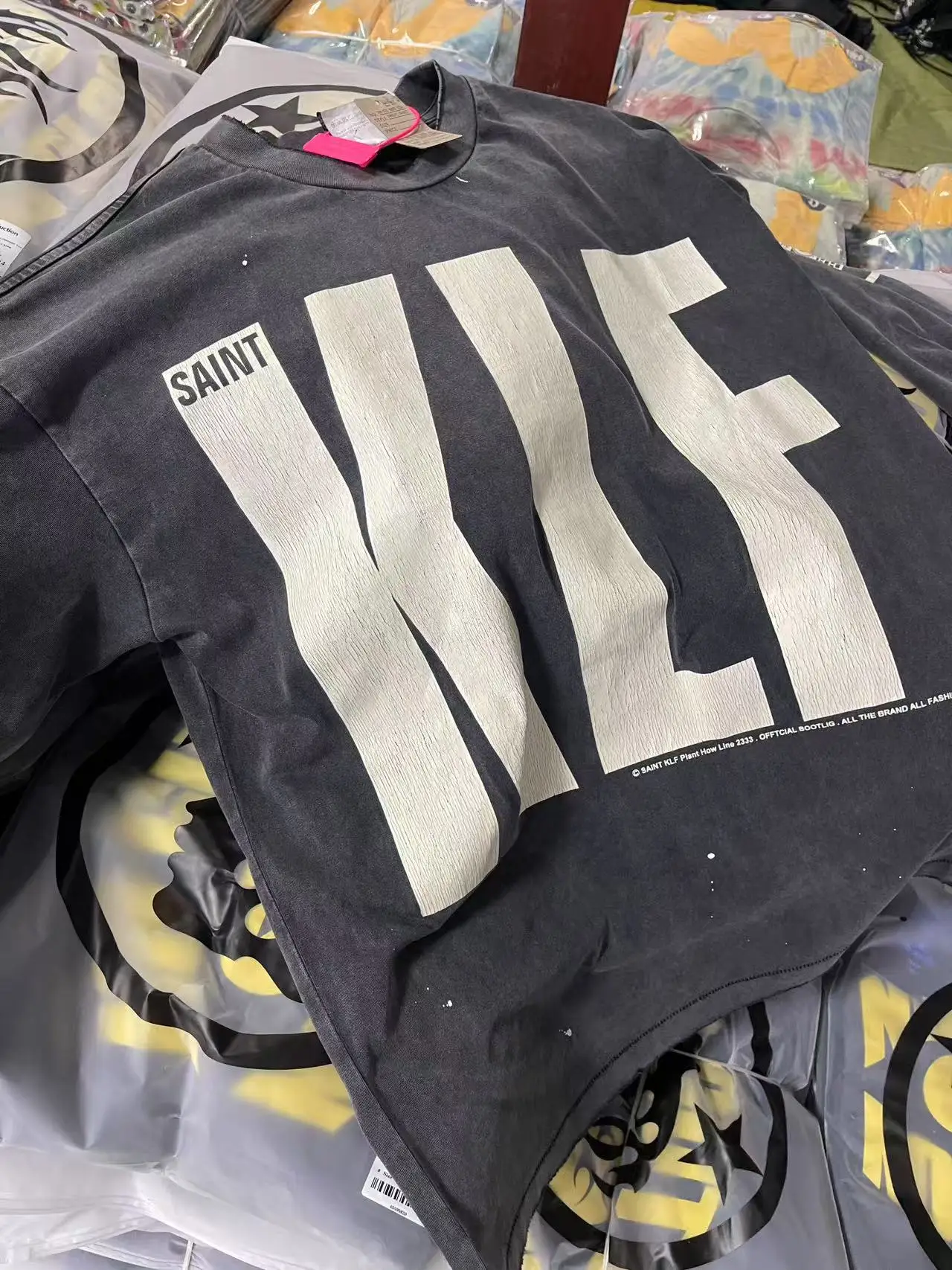 2025 جديد أسود غسلها سانت "klf معرض محدود كم طويل طباعة تي شيرت الرجال النساء المحملة ملابس علوية من القطن اليابان نمط تي شيرت #4